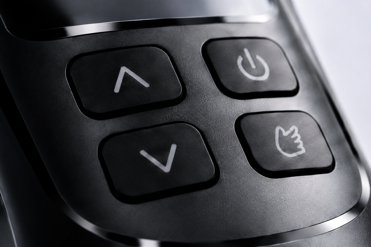Close-up of the Erojoy Vacumate Automatic control buttons