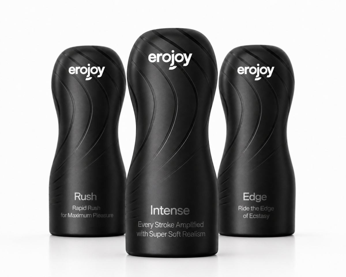 Erojoy Fap Essential bundle with the Rush, Intense and Edge stroker cups