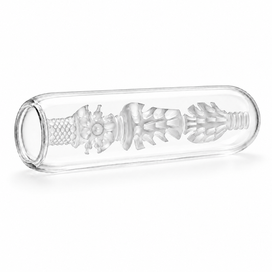 Erojoy XL Pro sleeve, clear cutaway showing its ribbed internal texture