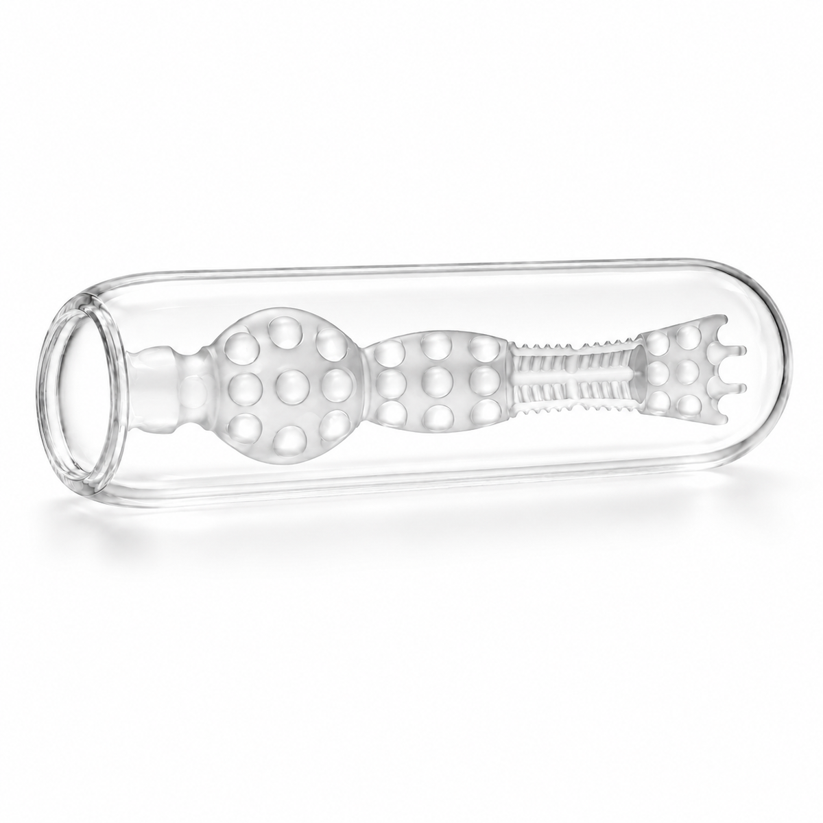 Erojoy Original Pro sleeve, clear cutaway showing its dimpled internal texture