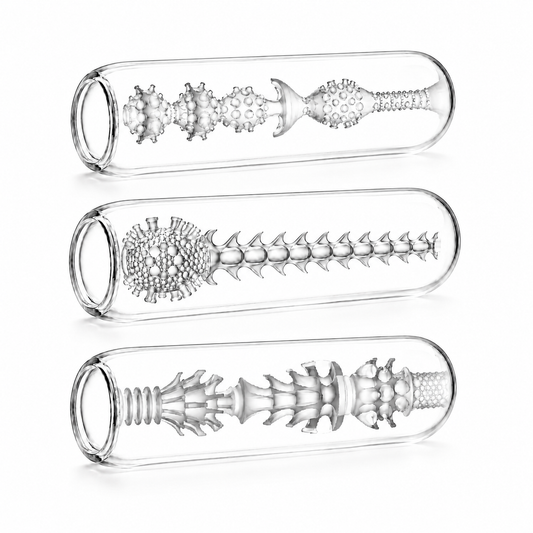 Three Erojoy Pro sleeves stacked, each with a different internal texture