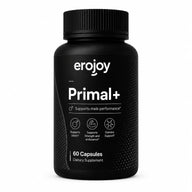 Supplement bottle labeled 'Primal+' by Erojoy Health on a white background