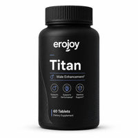 Erojoy Health Titan male enhancement supplement bottle on a white background